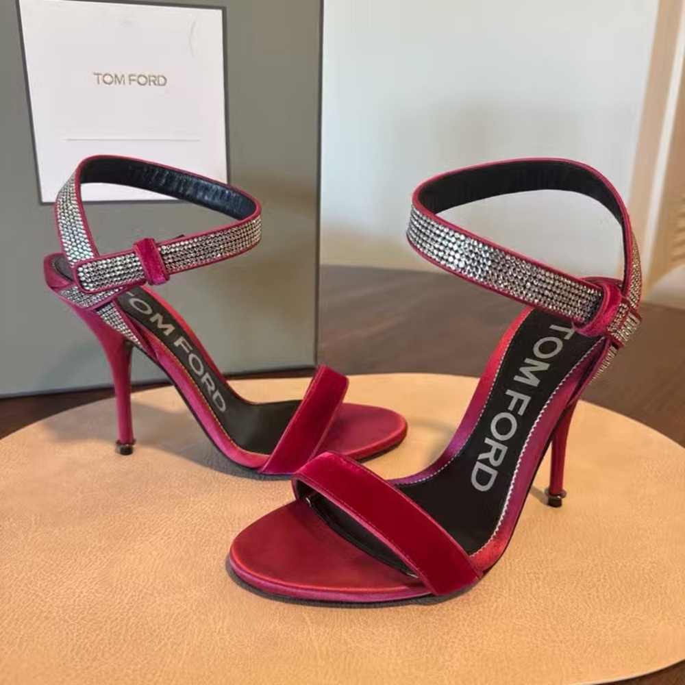 Tom Ford Scarlet Heels with Metallic Accents